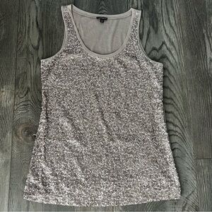 EXPRESS Taupe Sequin Sleeveless Tank Top Size S